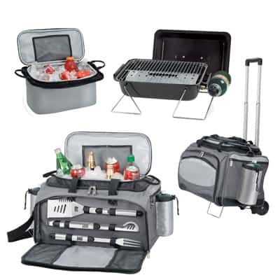 Cooler_Grill_Combo Picnic Time Vulcan Tailgating Cooler and Propane BBQ Set with Trolley